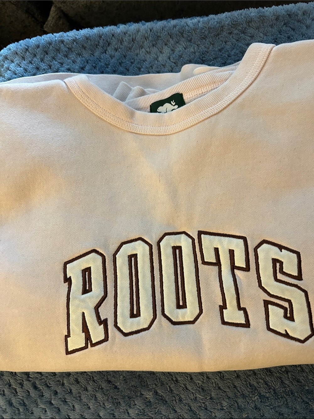 Roots Pink Crewneck with Brown-Outlined Logo